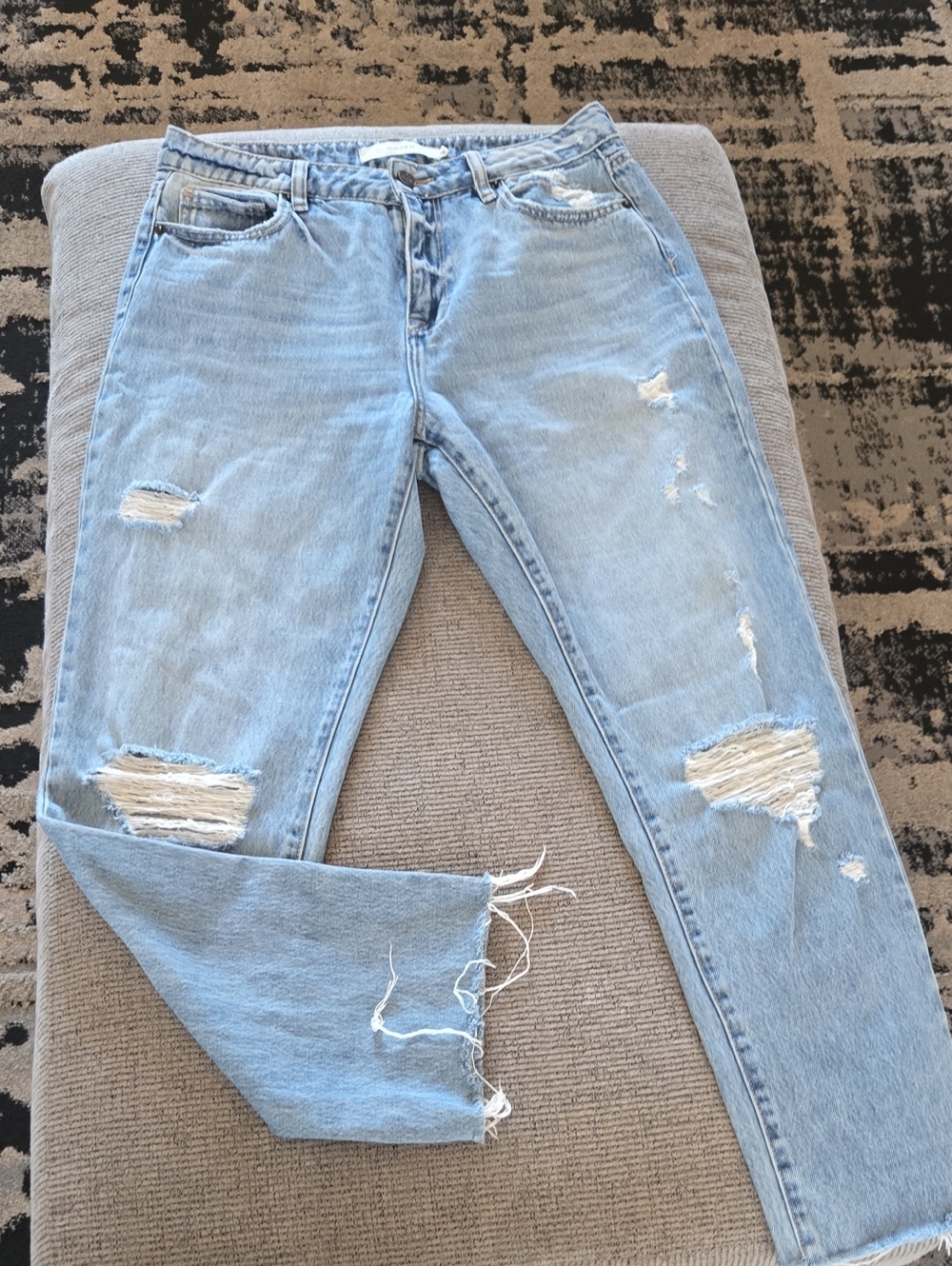 Light Wash Distressed Boyfriend Jeans - Casual Everyday